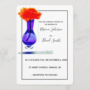 La invitación de boda moderna y subió del amor