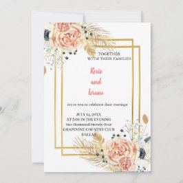 la invitación de boda rosa más elegante