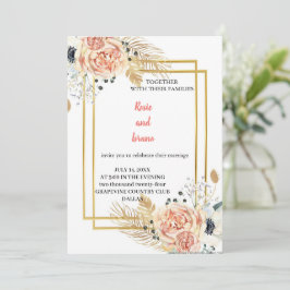 la invitación de boda rosa más elegante