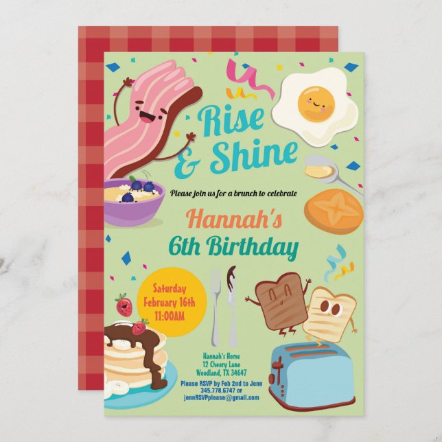 La invitación de cumpleaños de Brunéi Rise y Shine (Anverso / Reverso)