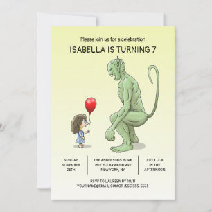 La invitación de cumpleaños de la niña y el trol