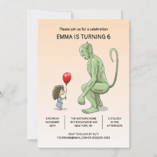 La invitación de cumpleaños de la niña y el trol