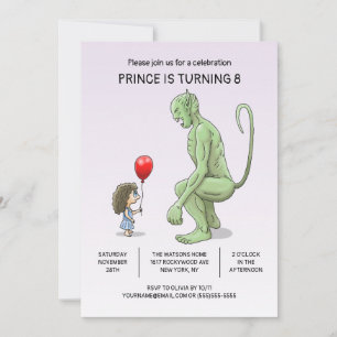 La invitación de cumpleaños de la niña y el trol