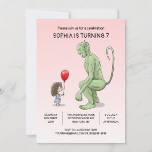 La invitación de cumpleaños de la niña y el trol