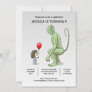 La invitación de cumpleaños de la niña y el trol