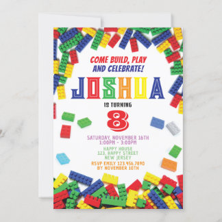La Invitación de Cumpleaños De Los Bloques De Cons