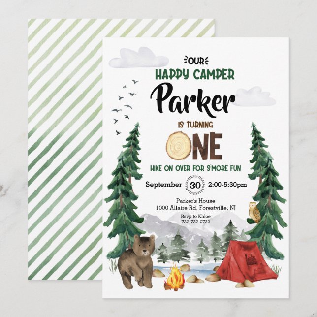 La invitación de cumpleaños de Nuestra Feliz Peque (Anverso / Reverso)