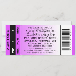 La invitación de cumpleaños del billete VIP (púrpu