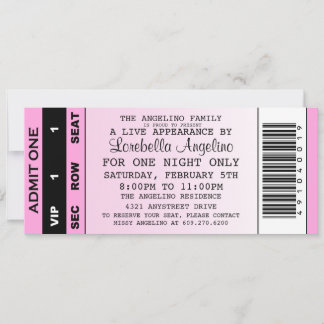 La invitación de cumpleaños del billete VIP (rosa 