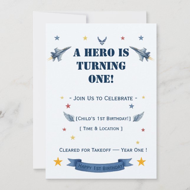 La invitación de cumpleaños del héroe de la Fuerza (Anverso)