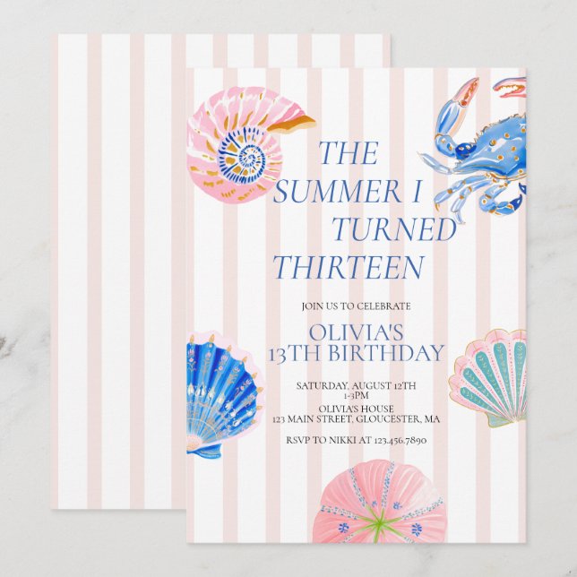 La invitación de cumpleaños del verano que cumplí  (Anverso / Reverso)