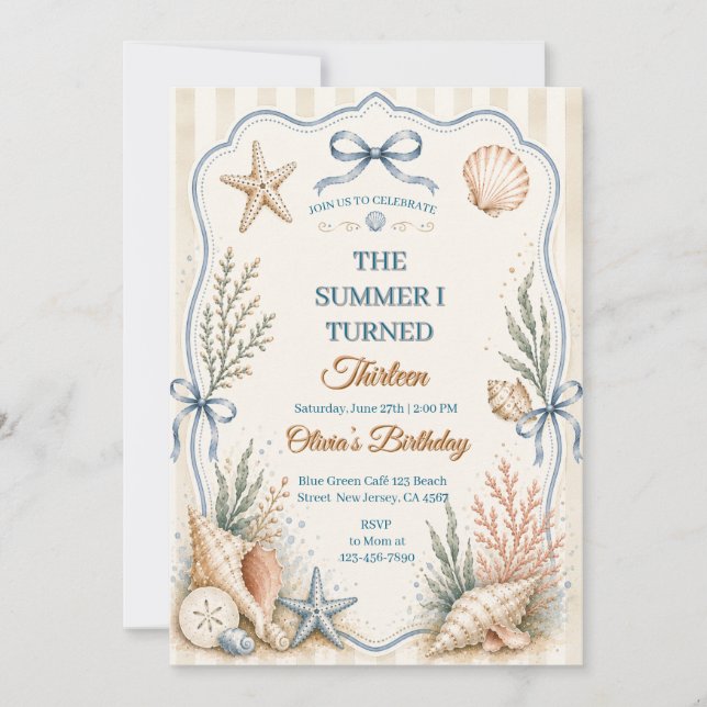 La invitación de cumpleaños del verano que cumplí  (Anverso)