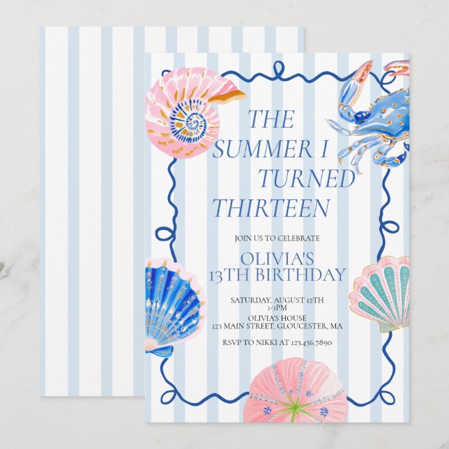 La Invitación de Cumpleaños del Verano que Cumplí  (Anverso / Reverso)