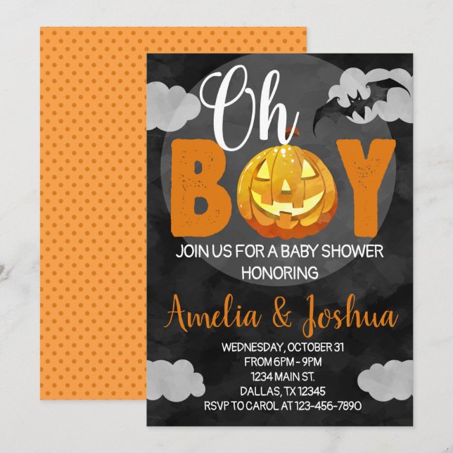 La invitación de Halloween Baby Shower invita (Anverso / Reverso)