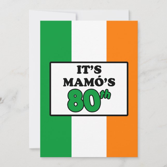 La invitación de la bandera irlandesa por el 80 an (Anverso)