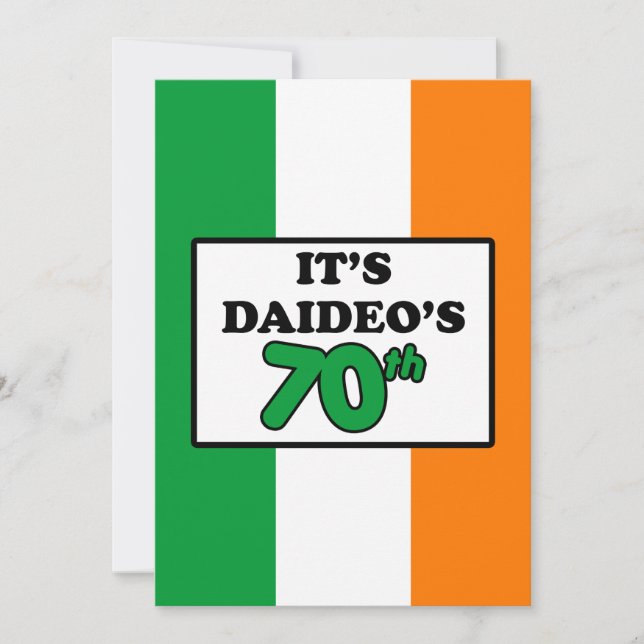 La invitación de la bandera irlandesa por los 70 a (Anverso)
