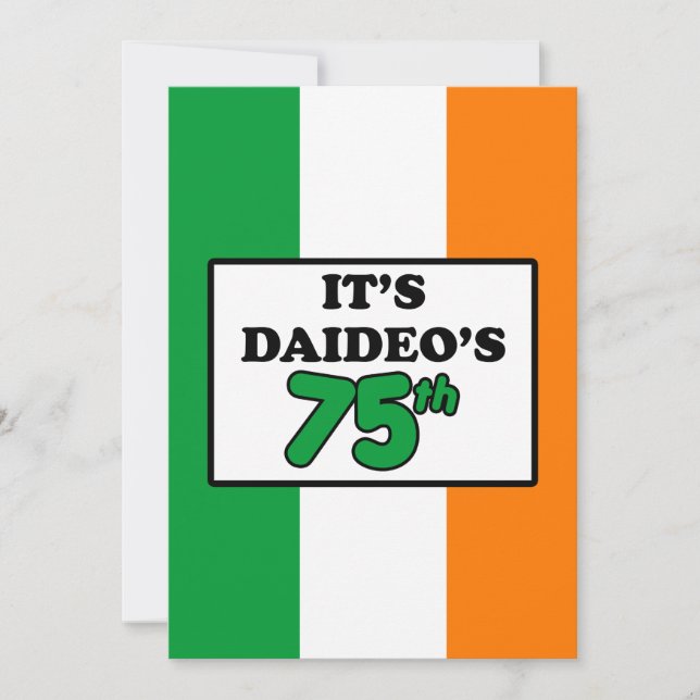 La invitación de la bandera irlandesa por los 75 a (Anverso)