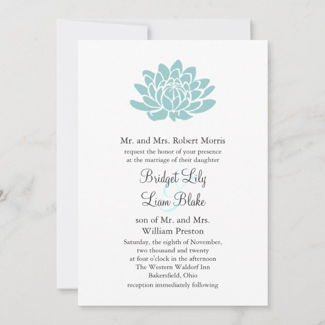 La invitación de la boda de la flor de Lotus (Anverso)