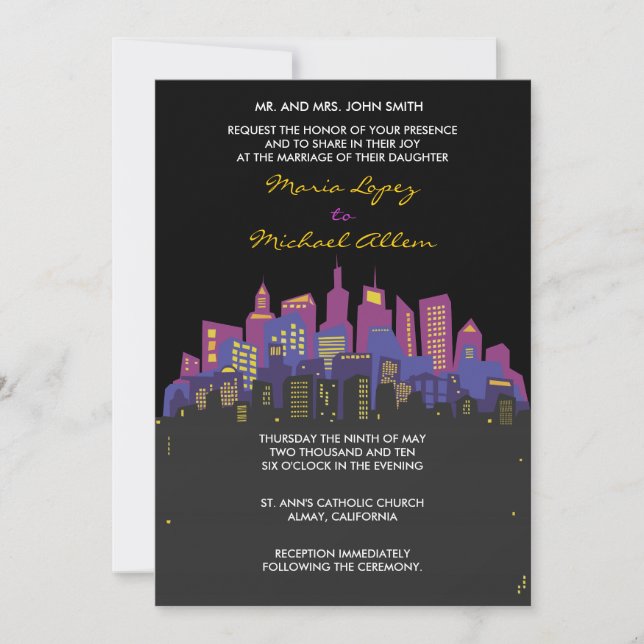 La invitación de la boda del PAISAJE URBANO invita (Anverso)