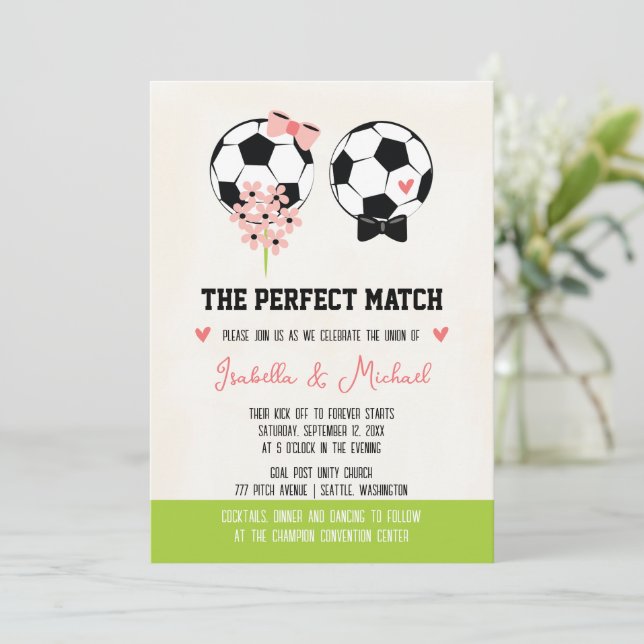 La invitación de la boda perfecta para una pelota  (Anverso de pie)