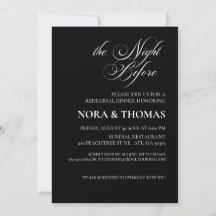 La invitación de la cena de ensayo la noche anteri