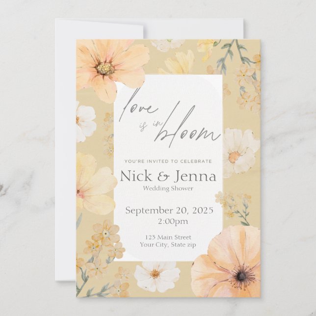 La invitación de la ducha de boda del amor está en (Anverso)