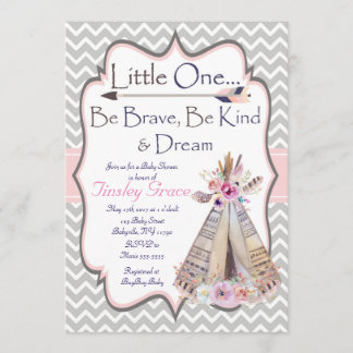 La invitación de la ducha de la niña de Boho,