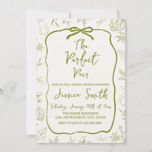 La invitación de la ducha de novia verde de la par