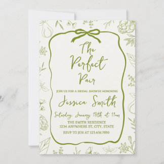 La invitación de la ducha de novia verde de la par