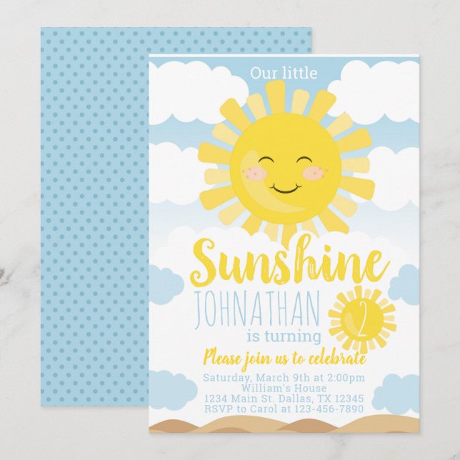La invitación de la fiesta de cumpleaños de la sol (Anverso / Reverso)