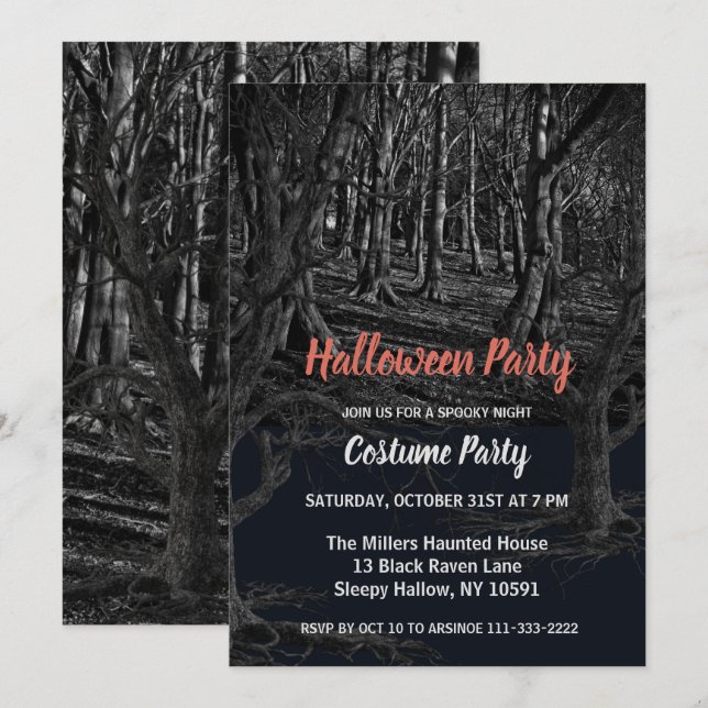 La invitación de la fiesta de Halloween de Dark Wo (Anverso / Reverso)