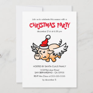 La invitación de la fiesta del cerdo de Navidad vo