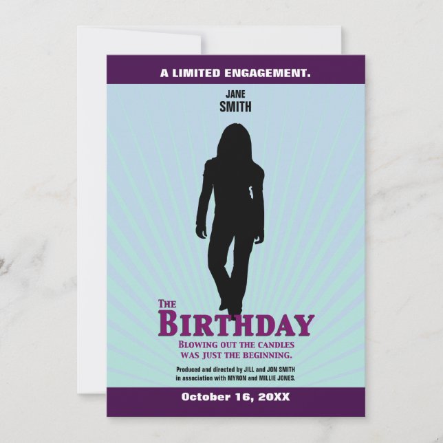 La invitación de la película del cumpleaños (Anverso)