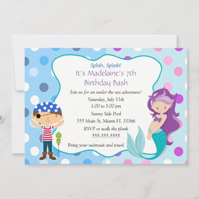 La invitación de la sirena del pirata embroma a la (Anverso)
