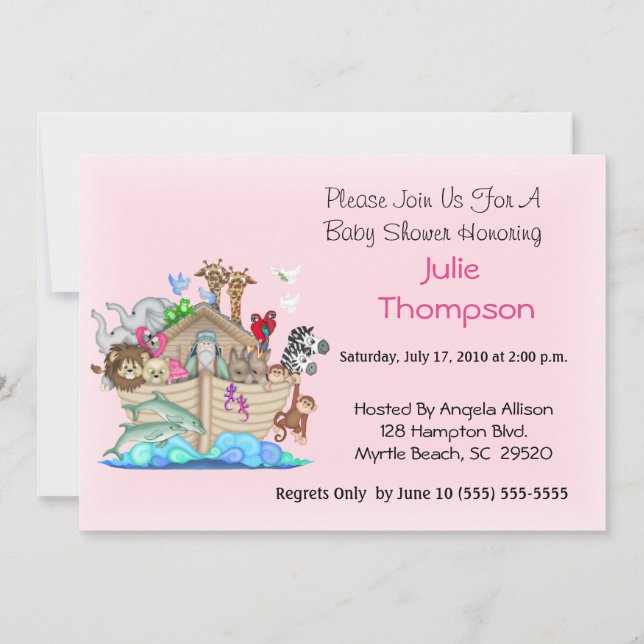 La invitación de Noah a la Baby Shower arca (Anverso)