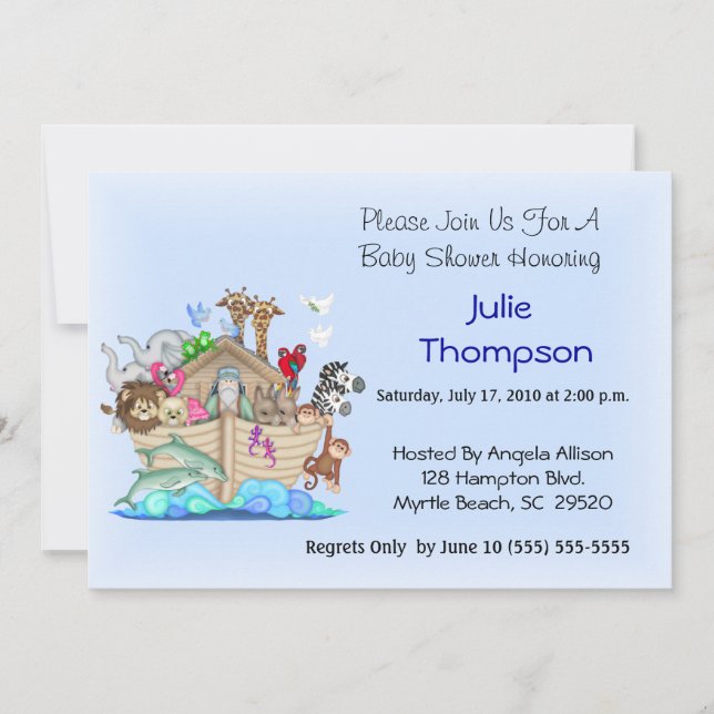 La invitación de Noah a la Baby Shower arca (Anverso)