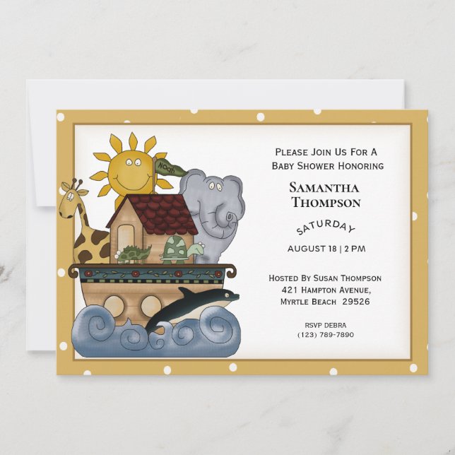 La invitación de Noah a la Baby Shower arca (Anverso)