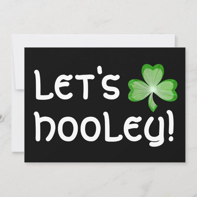 La invitación de Shamrock 'Let's Hooley' es negra (Anverso)
