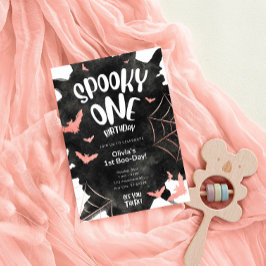 La Invitación de Uno de Halloween Rosa Murciélagos