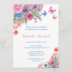 La invitación del bautismo, bautismo floral, Boho