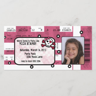 La invitación del boleto de la estrella del rock o