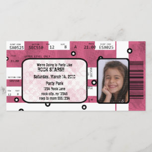 La invitación del boleto de la estrella del rock o