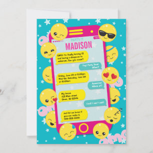 La invitación del cumpleaños de la emoji/el texto