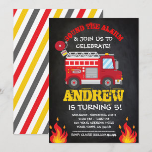 La invitación del cumpleaños del Firetruck,