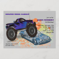 La invitación del monster truck de la trituradora
