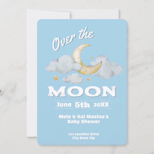 La invitación del Personalizado Baby Shower Moon B (Anverso)