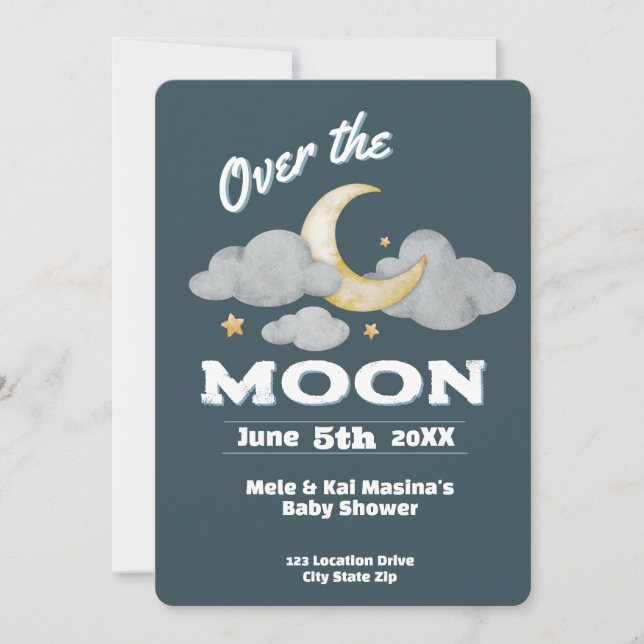 La invitación del Personalizado Baby Shower Moon B (Anverso)