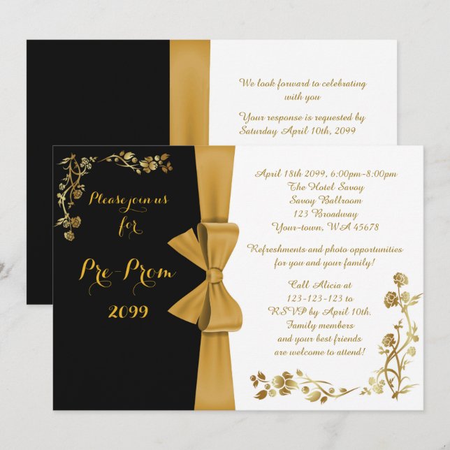 La invitación del Pre-Baile de fin de curso, (Anverso / Reverso)