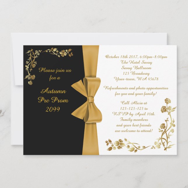 La invitación del Pre-Baile de fin de curso, (Anverso)