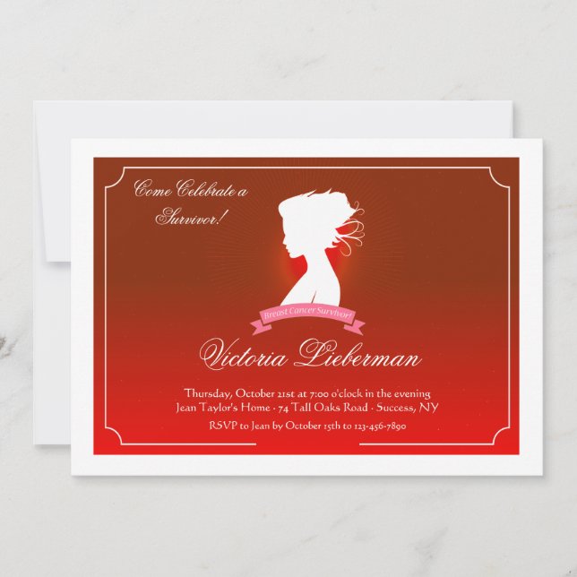 La invitación del superviviente del cáncer de la (Anverso)